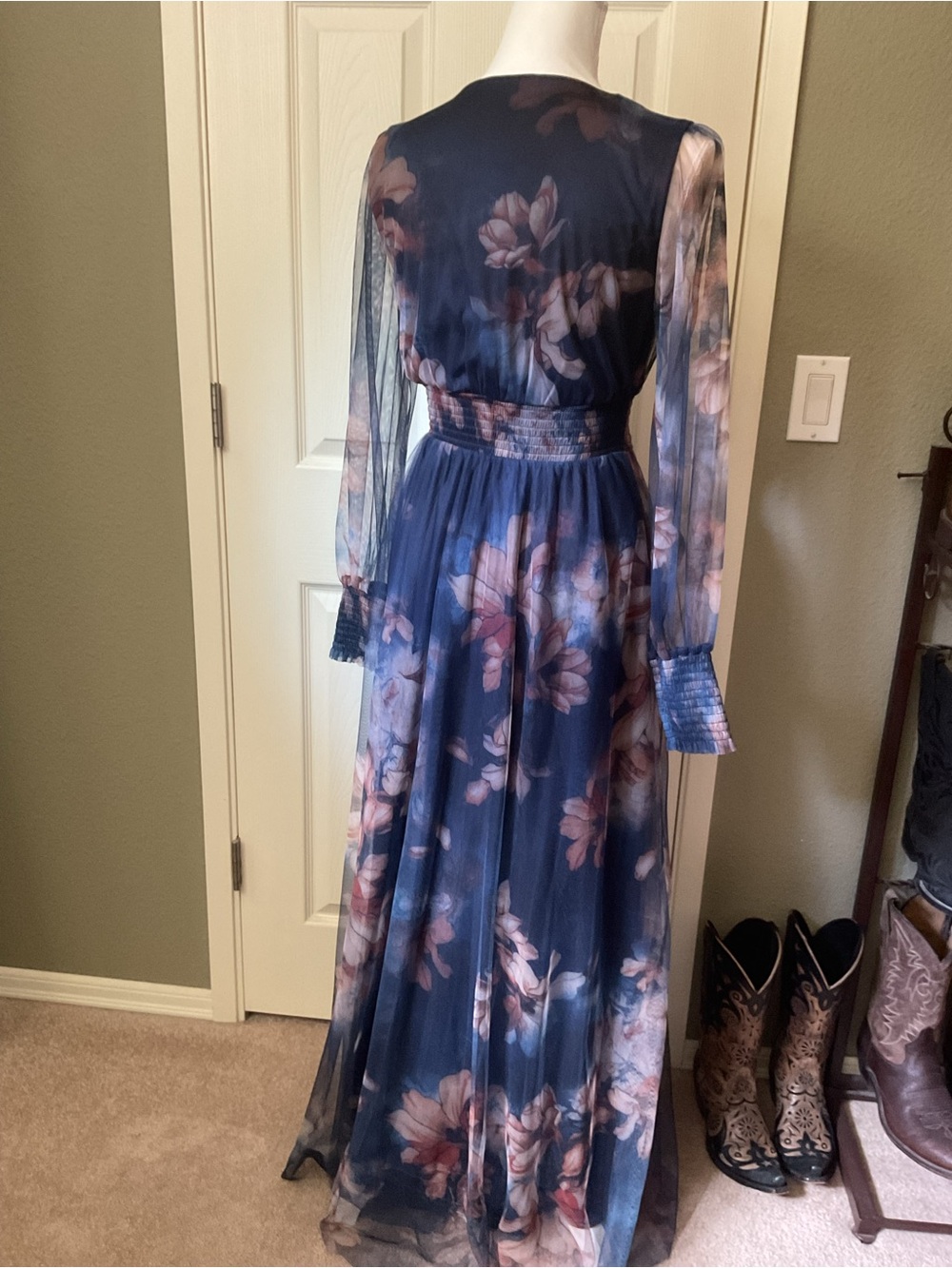 Baltic Born Navy and Blush Floral Maxi Dress - Picture 4 of 5